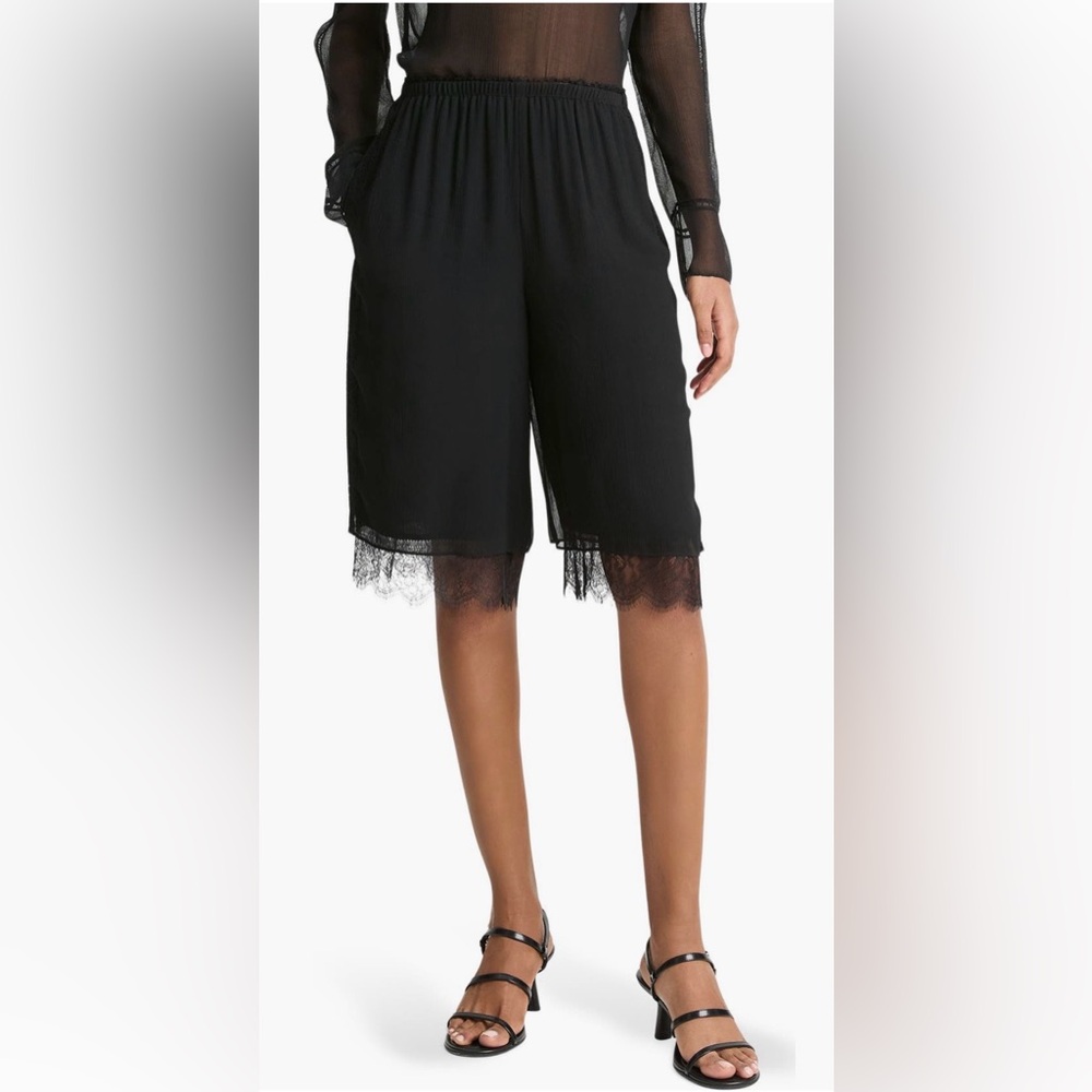 Vince Black Lace-Trim Chiffon Shorts - NWOT